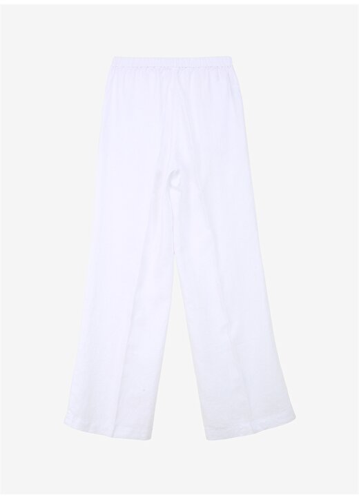 Sisley Beyaz Kadın Yüksek Belli Geniş Fit Keten Pantolon 4AGHLF03U 2