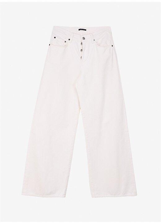 Sisley Yüksek Bel Geniş Fit Beyaz Kadın Pantolon 4OH2LE03D 1