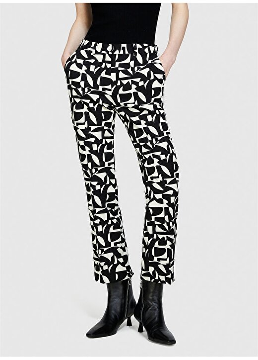 Sisley Yüksek Bel Dar Siyah - Çok Renkli Kadın Pantolon 4OLRLF04M 2
