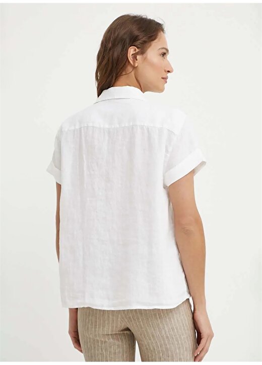 Sisley Geniş Fit Gömlek Yaka Beyaz Kadın Gömlek 5BMLLQ042 3