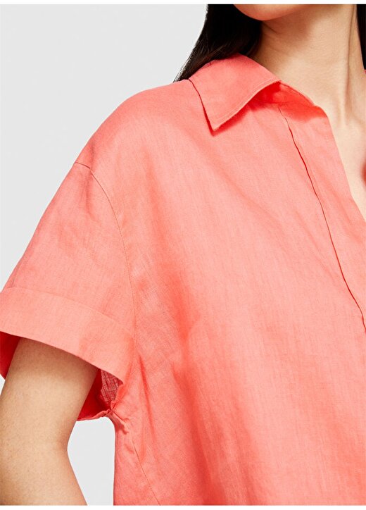 Sisley Geniş Fit Gömlek Yaka Mercan Kadın Gömlek 5BMLLQ042 3