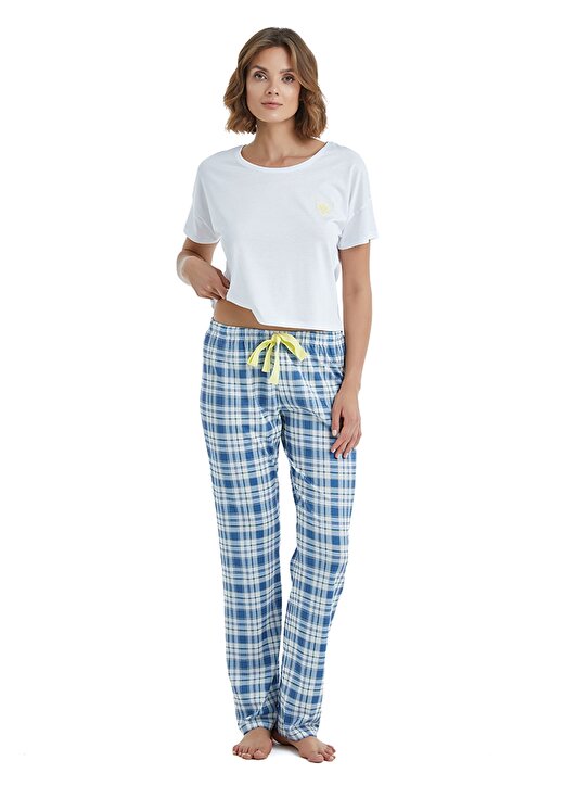 Blackspade Beyaz - Mavi Kadın Pijama Alt 60432 1