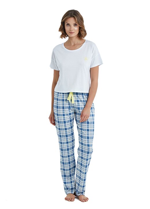 Blackspade Beyaz - Mavi Kadın Pijama Alt 60432 2