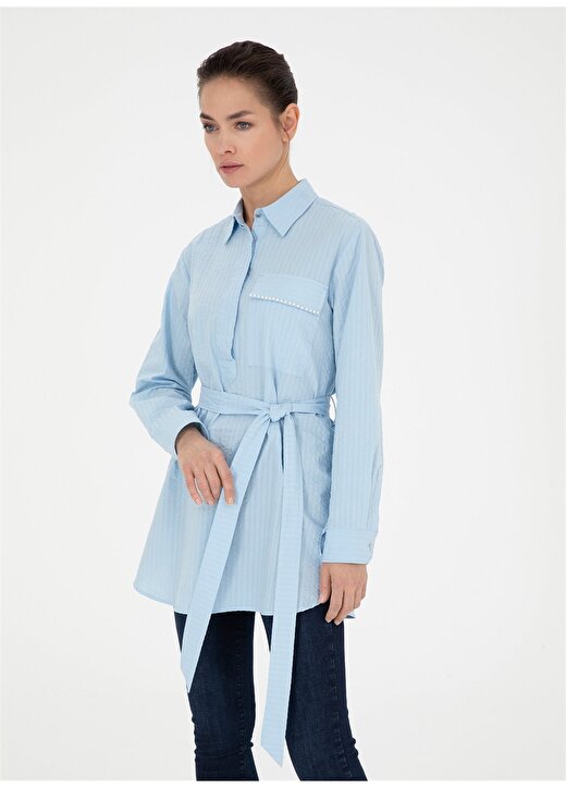 Pierre Cardin Gömlek Yaka Açık Mavi Kadın Tunik AMBER 1
