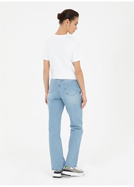 Pierre Cardin Normal Bel Boru Paça Straight Açık Mavi Kadın Denim Pantolon NATRE-BLUE 4