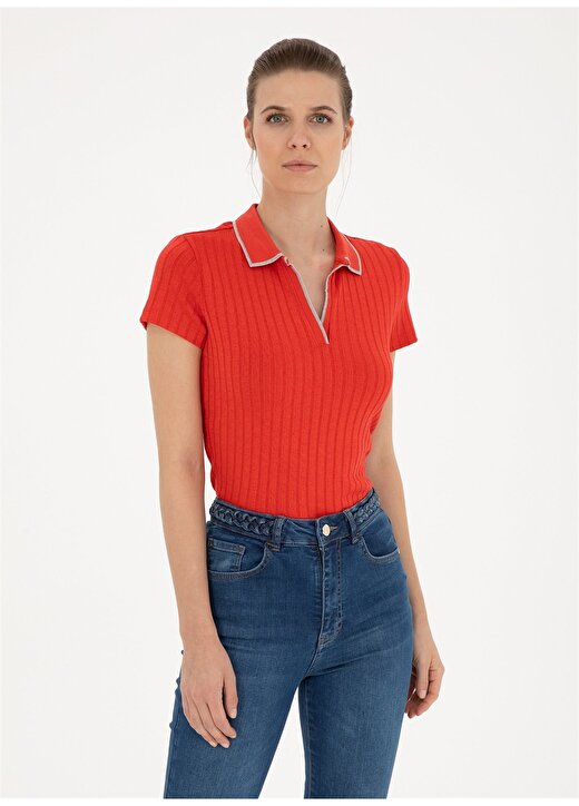 Pierre Cardin Nar Çiçeği Kadın Slim Fit Polo T-Shirt RINO 1