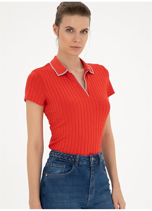 Pierre Cardin Nar Çiçeği Kadın Slim Fit Polo T-Shirt RINO 3