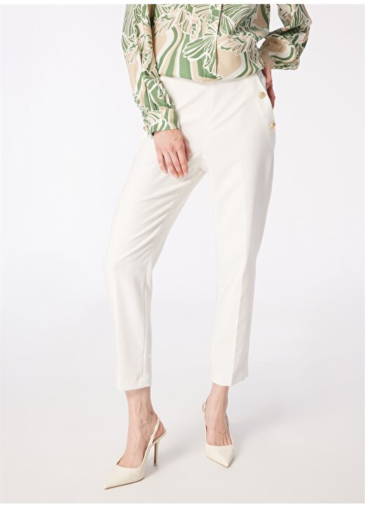 Pierre Cardin Yüksek Bel Cropped Fit Beyaz Kadın Pantolon SEDONA 4
