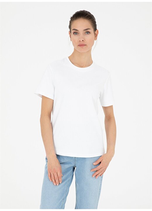 Pierre Cardin Bisiklet Yaka Beyaz Kadın T-Shirt SIMO 1