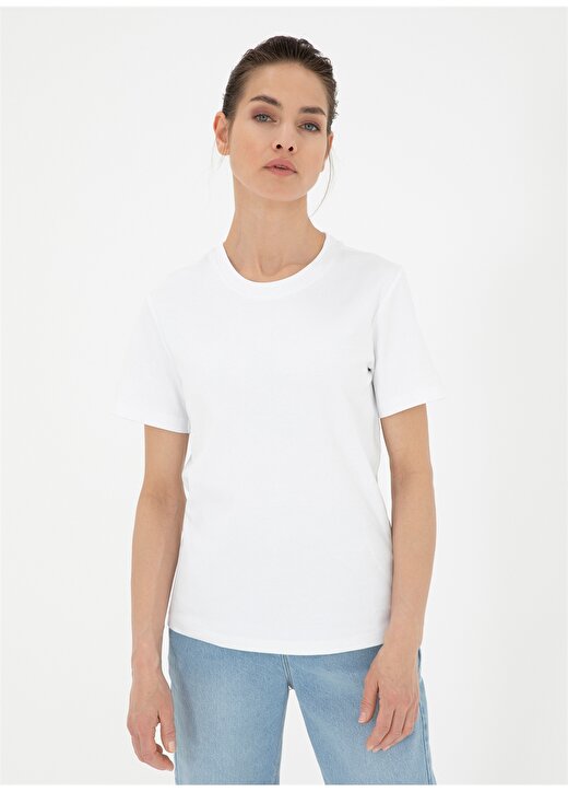 Pierre Cardin Bisiklet Yaka Beyaz Kadın T-Shirt SIMO 3