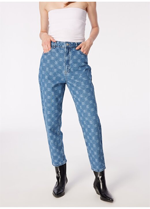 Pierre Cardin Yüksek Bel Boru Paça Mom Fit Açık Mavi Kadın Denim Pantolon RESY-P 2