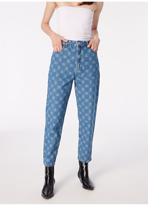 Pierre Cardin Yüksek Bel Boru Paça Mom Fit Açık Mavi Kadın Denim Pantolon RESY-P 3