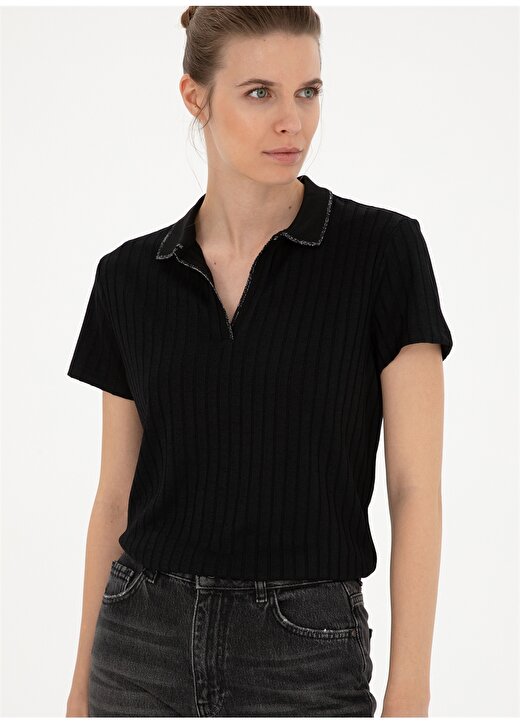 Pierre Cardin Siyah Kadın Slim Fit Polo T-Shirt RINO 3