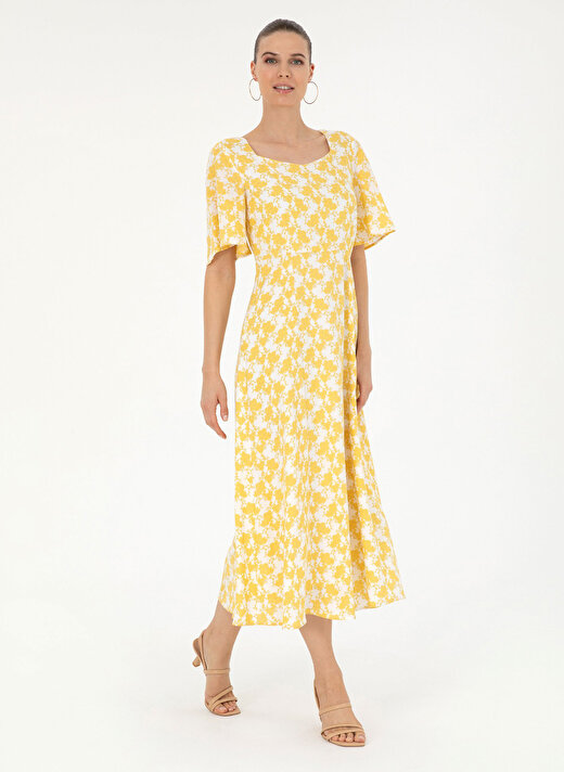 Pierre Cardin Kalp Yaka Sarı Uzun Kadın Elbise SOPHI 1