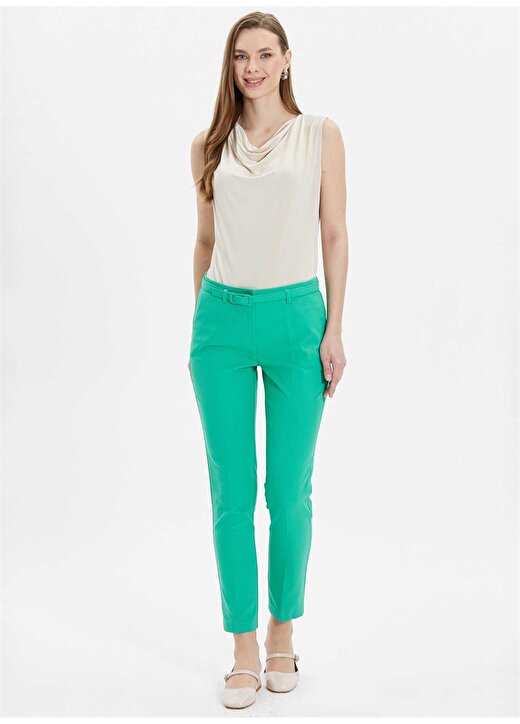Selen Normal Bel Standart Yeşil Kadın Pantolon 24YSL5140 1