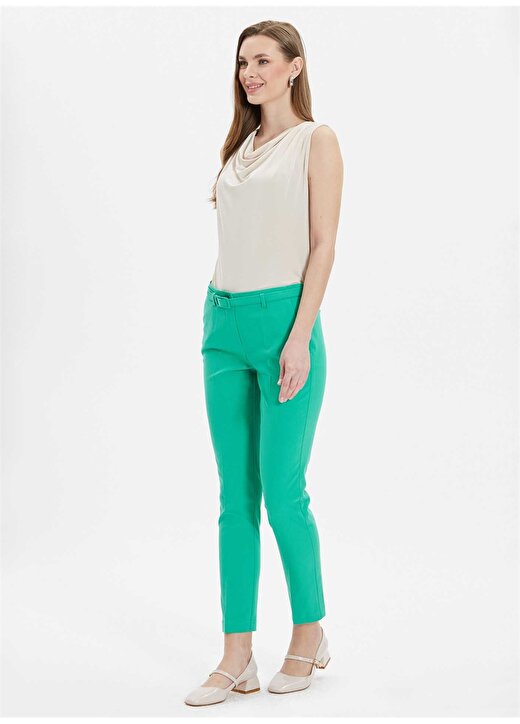 Selen Normal Bel Standart Yeşil Kadın Pantolon 24YSL5140 2