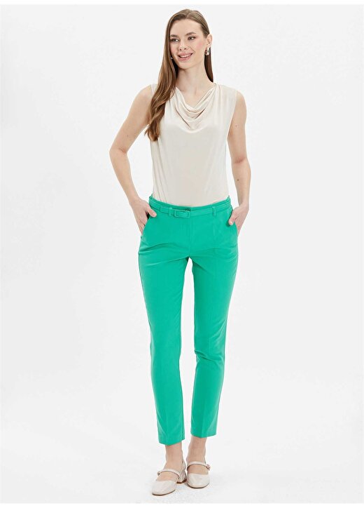 Selen Normal Bel Standart Yeşil Kadın Pantolon 24YSL5140 3