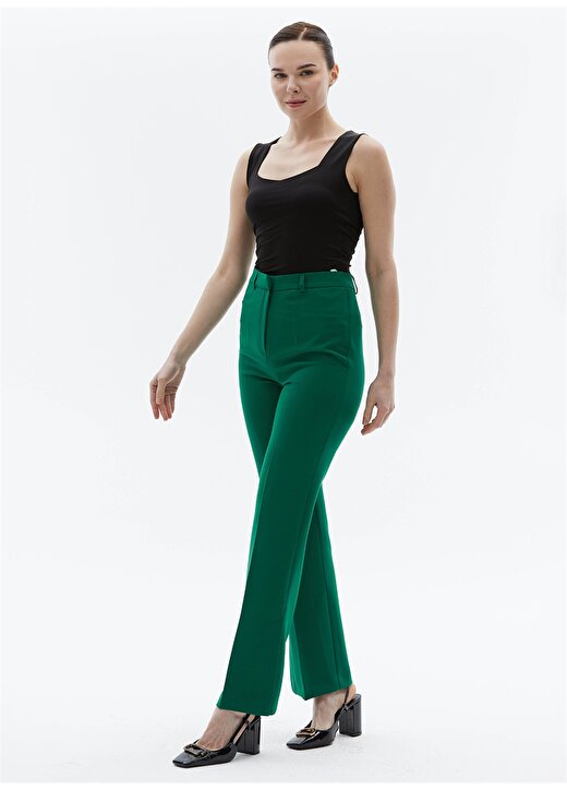 Selen Normal Bel Standart Yeşil Kadın Pantolon 24YSL5178 2