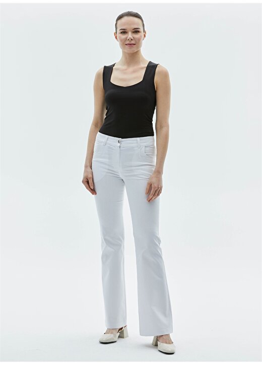Selen Normal Bel Standart Beyaz Kadın Pantolon 24YSL5181 1
