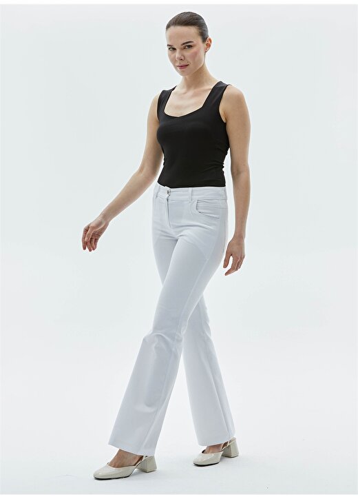 Selen Normal Bel Standart Beyaz Kadın Pantolon 24YSL5181 2