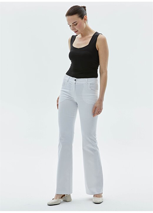 Selen Normal Bel Standart Beyaz Kadın Pantolon 24YSL5181 3