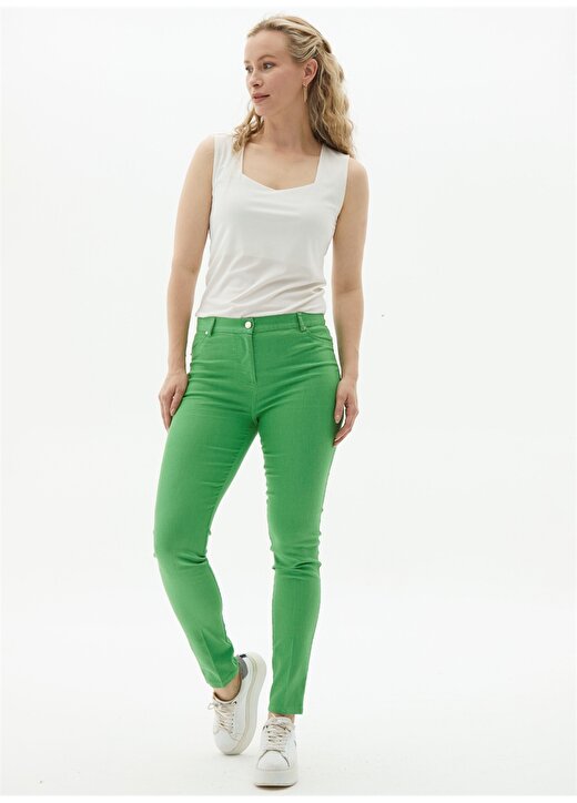 Selen Normal Bel Standart Yeşil Kadın Pantolon 24YSL5187 1