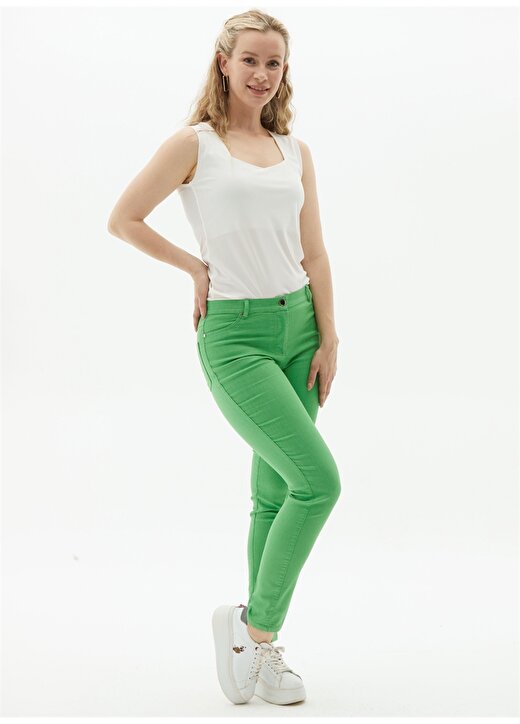 Selen Normal Bel Standart Yeşil Kadın Pantolon 24YSL5187 2