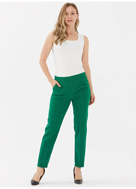 Selen Normal Bel Standart Yeşil Kadın Pantolon 24YSL5190 2