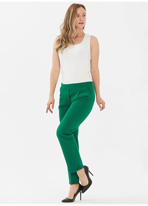 Selen Normal Bel Standart Yeşil Kadın Pantolon 24YSL5190 3