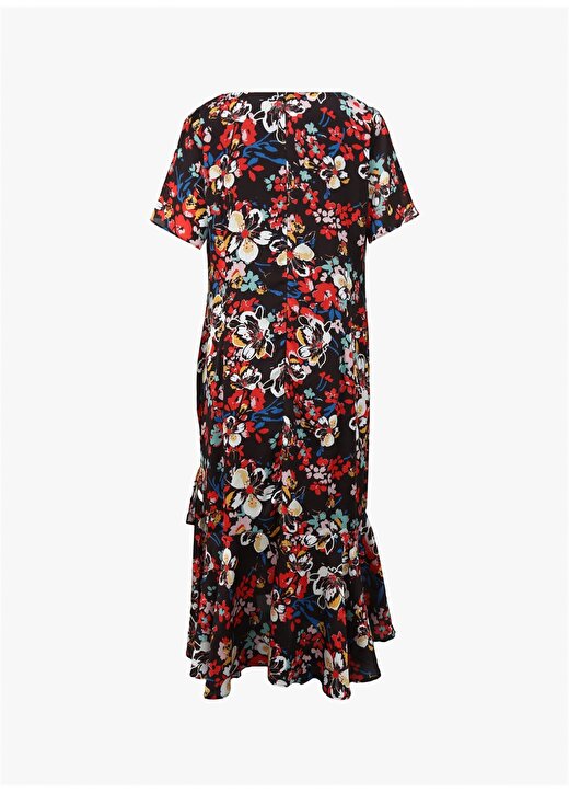 Selen O Yaka Çiçek Desenli Çok Renkli Standart Kadın Elbise 24YSL7427-BB 2
