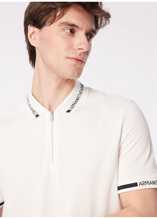 Armani Exchange Düz Kırık Beyaz Erkek Polo T-Shirt 3DZFLH ZJM5Z 1116 2