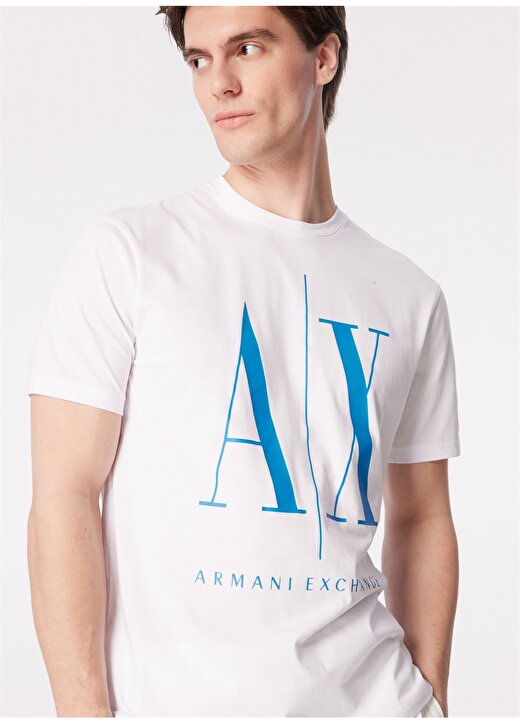 Armani Exchange Bisiklet Yaka Baskılı Beyaz Erkek T-Shirt 8NZTPA ZJH4Z 71AX 2