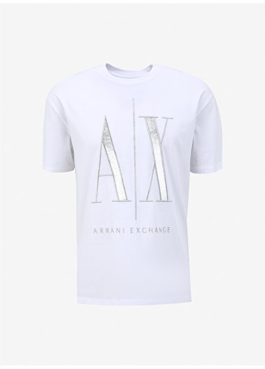 Armani Exchange Bisiklet Yaka Baskılı Beyaz Erkek T-Shirt 8NZTPQ ZJH4Z 1100 1