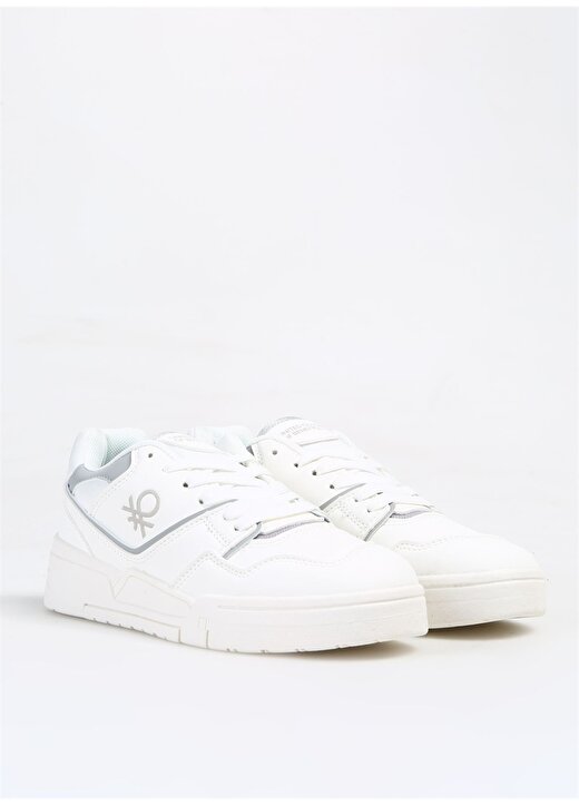 Benetton Beyaz - Gri Kadın Sneaker BNI-10081 2