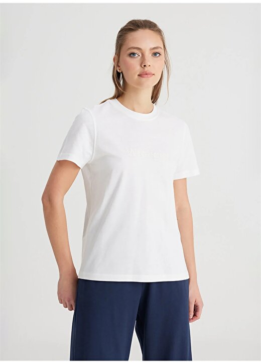 Wrangler Bisiklet Yaka Beyaz Kadın T-Shirt W241357100-Bisiklet Yaka T-Shirt 2