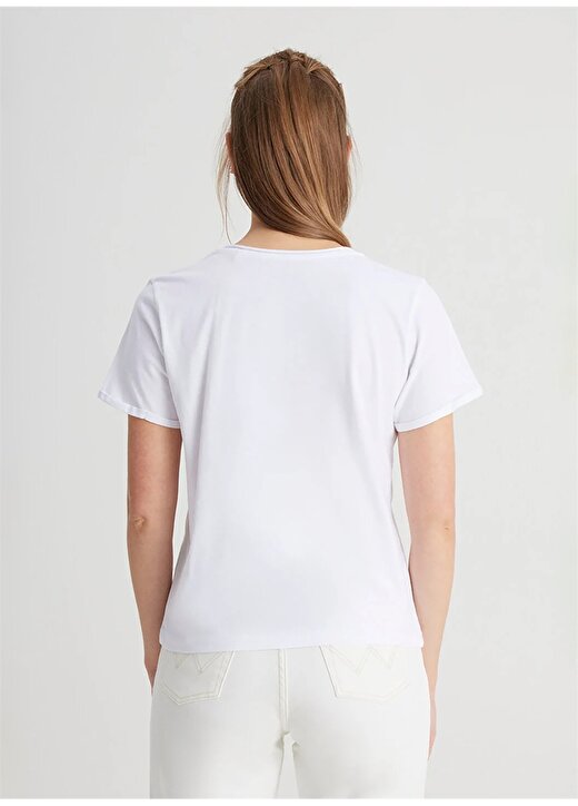 Wrangler V Yaka Beyaz Kadın T-Shirt W241664100-V Yaka T-Shirt 4