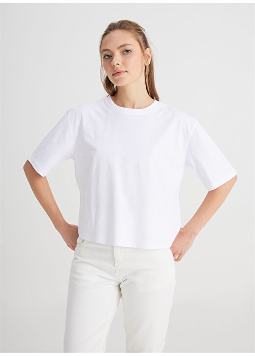 Wrangler Bisiklet Yaka Beyaz Kadın T-Shirt W241608100-Bisiklet Yaka T-Shirt 2