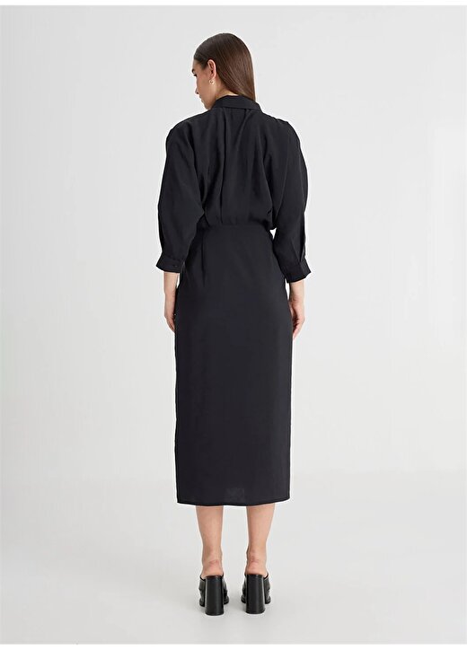 Lee Gömlek Yaka Siyah Standart Kadın Elbise L241612001-Gömlek Elbise 4