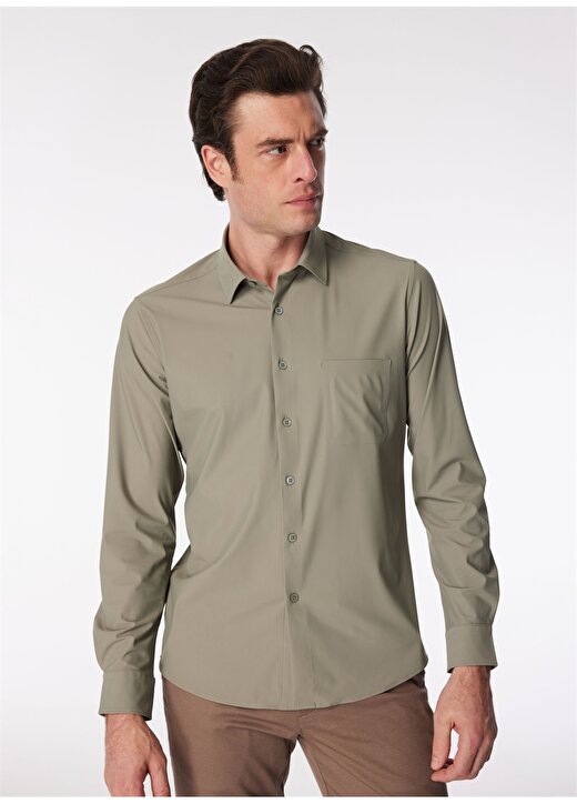 Duno Slim Fit Gömlek Yaka Düz Yeşil Erkek Gömlek DEMO DEIVA 3