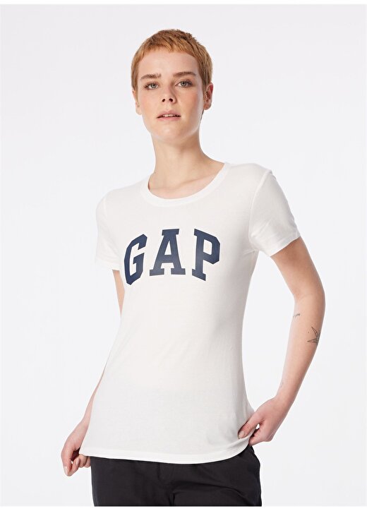 Gap Bisiklet Yaka Düz Pembe - Beyaz Kadın T-Shirt 548683 4