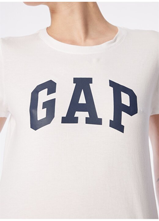 Gap Bisiklet Yaka Düz Lacivert - Beyaz Kadın T-Shirt 548683 4