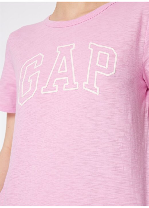 Gap Bisiklet Yaka Düz Pembe Kadın T-Shirt 871344 4
