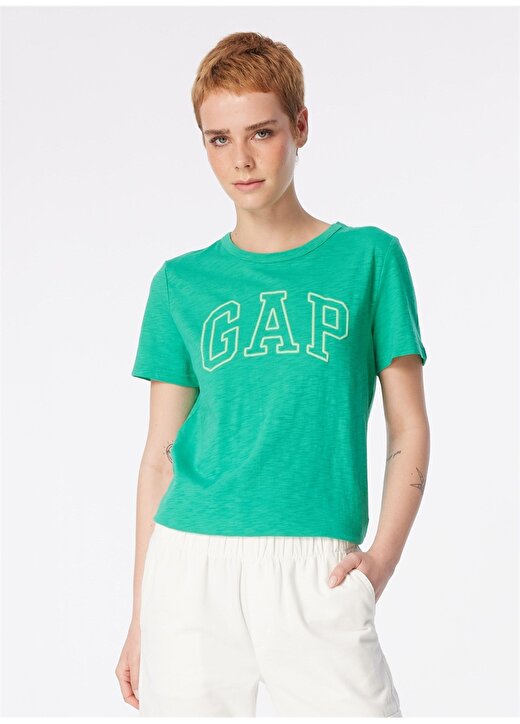Gap Bisiklet Yaka Düz Yeşil Kadın T-Shirt 871344 3