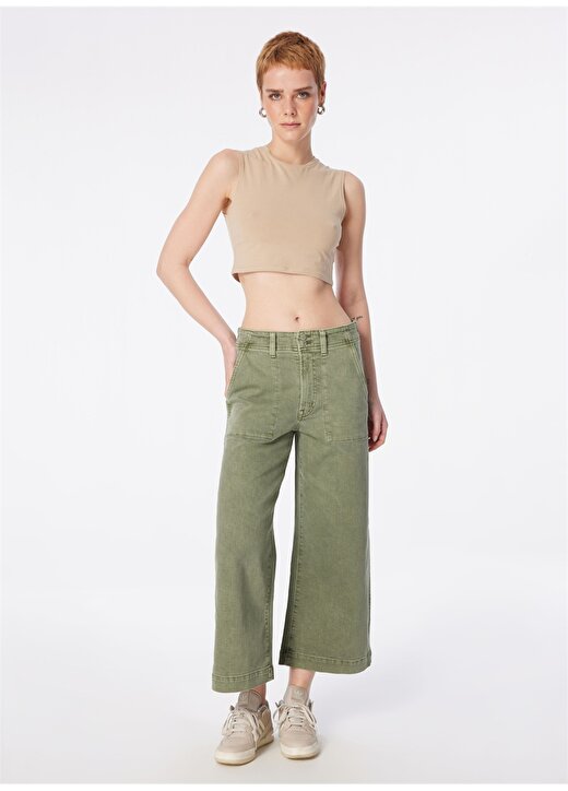 Gap Normal Bel Geniş Paça Normal Yeşil Kadın Denim Pantolon 885249-S 1