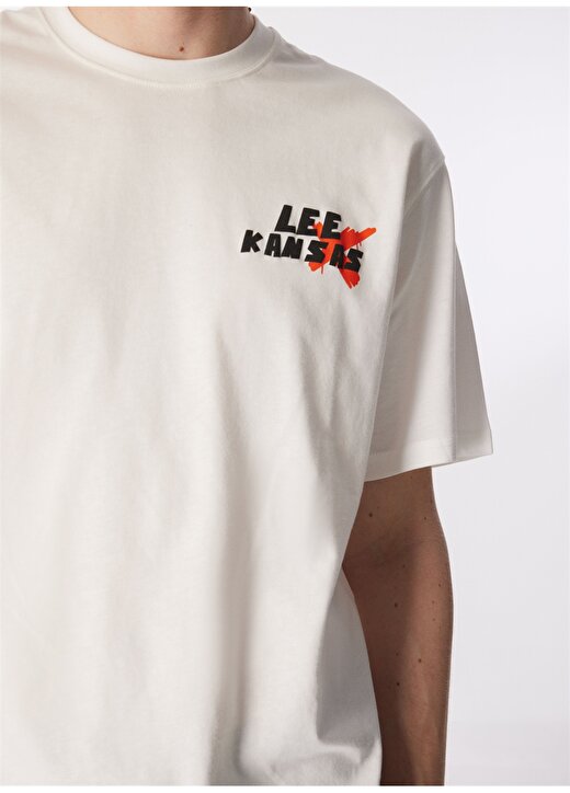 Lee Bisiklet Yaka Beyaz Erkek T-Shirt L241363100 Loose Fit T-Shirt 4
