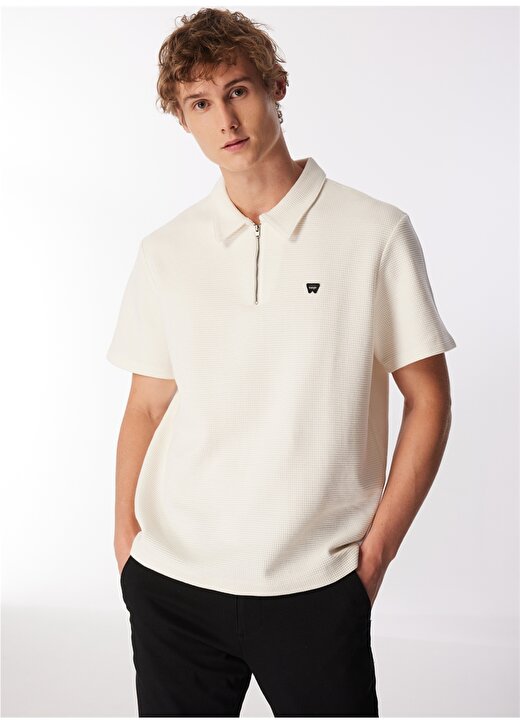 Wrangler Kırık Beyaz Erkek Polo T-Shirt W7NQ2052861Y Fermuarlı Polo T-Shirt 3