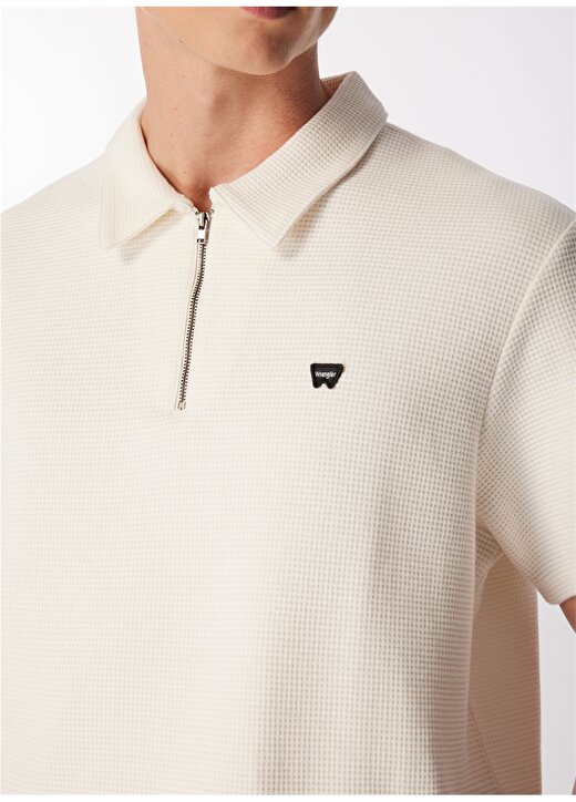 Wrangler Kırık Beyaz Erkek Polo T-Shirt W7NQ2052861Y Fermuarlı Polo T-Shirt 4