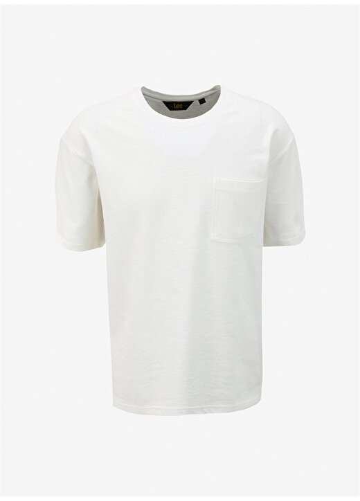 Lee Bisiklet Yaka Beyaz Erkek Loose Fit Denim T-Shirt L241571100 1