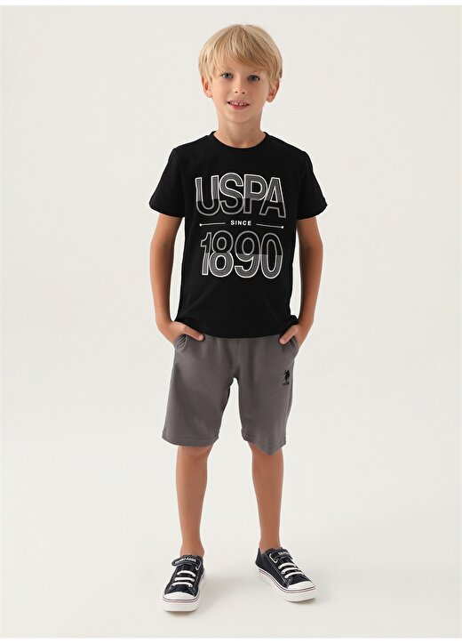 U.S. Polo Assn. Siyah Gri Erkek Çocuk Pijama Takımı US1760 2