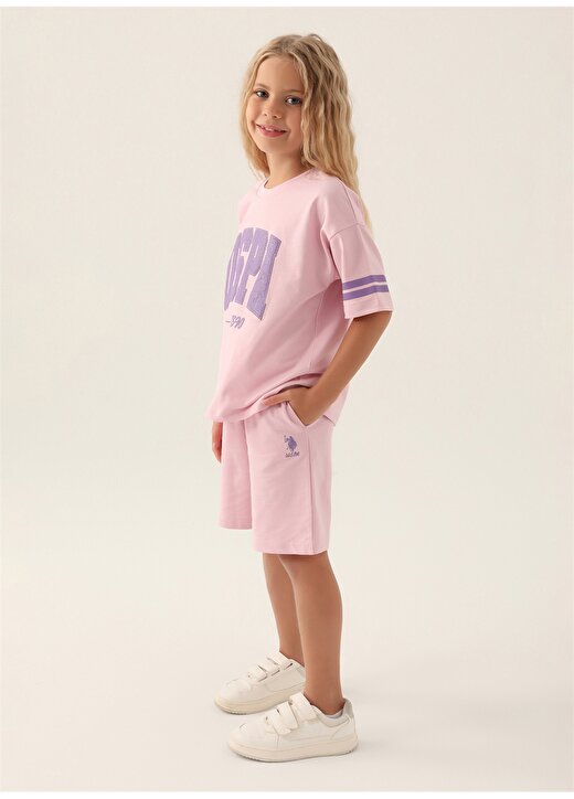 U.S. Polo Assn. Toz Pembe Kız Çocuk Pijama Takımı US1837 2